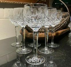 6 Waterford Crystal Kenmare 7 3/8 Wine Hock Glasses Ireland Excellent