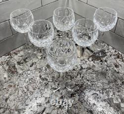 (6) Waterford LISMORE Vintage Wine Hocks Glasses 7 3/8 Ireland Vintage EXC