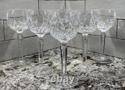(6) Waterford LISMORE Vintage Wine Hocks Glasses 7 3/8 Ireland Vintage EXC