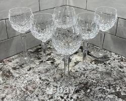 (6) Waterford LISMORE Vintage Wine Hocks Glasses 7 3/8 Ireland Vintage EXC