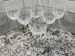 (6) Waterford LISMORE Vintage Wine Hocks Glasses 7 3/8 Ireland Vintage EXC