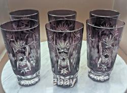 6 pcs Nachtmann Traube Cranberry Cut to Clear Crystal Highball Glass 5 set