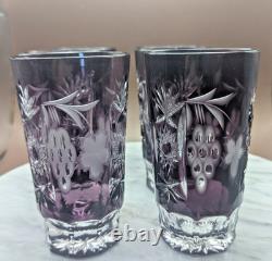6 pcs Nachtmann Traube Cranberry Cut to Clear Crystal Highball Glass 5 set
