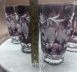 6 pcs Nachtmann Traube Cranberry Cut to Clear Crystal Highball Glass 5 set