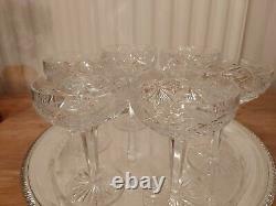 6 vintage, cut glass crystal champagne coupes Bohemian. Christmas New Year Party