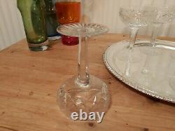 6 vintage, cut glass crystal champagne coupes Bohemian. Christmas New Year Party