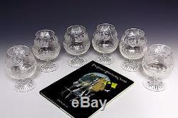 6x EDINBURGH CRYSTAL THISTLE CUT LARGE BRANDY GLASSES FIRST QUALITY & SIGNED