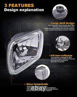 7X6 H6052 H6054 Pair of Diamond Cut Crystal Clear Glass Headlights + H4 Bulbs