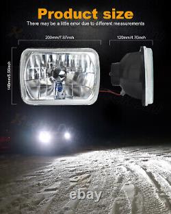 7X6 H6052 H6054 Pair of Diamond Cut Crystal Clear Glass Headlights+H4 LED Bulbs