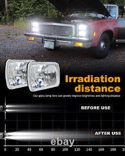 7X6 H6052 H6054 Pair of Diamond Cut Crystal Clear Glass Headlights+H4 LED Bulbs