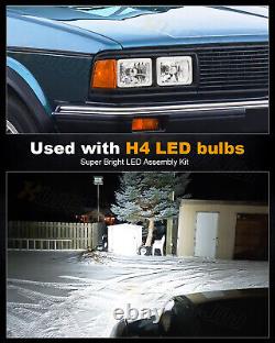 7X6 H6052 H6054 Pair of Diamond Cut Crystal Clear Glass Headlights+H4 LED Bulbs