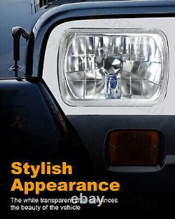 7X6 H6052 H6054 Pair of Diamond Cut Crystal Clear Glass Headlights+H4 LED Bulbs