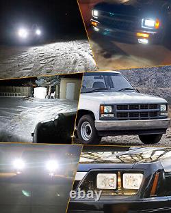 7X6 H6052 H6054 Pair of Diamond Cut Crystal Clear Glass Headlights+H4 LED Bulbs