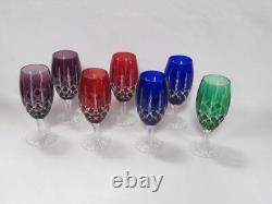 7- Ajka Crystal Anabella Iced Tea Glasses Purple Cut-To-Clear 7-3/4 Tall