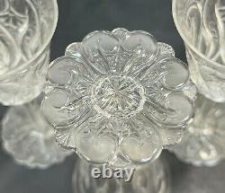 7 Antique Continental Rock Crystal Cut Glass Sherry Wine Goblets