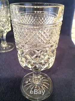 7 Antique Cut Glass Water Goblets Russell Pattern Crystal