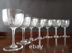 7 Antique Edwardian Cut Crystal Wine Glasses, h 12,5cm