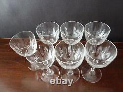 7 Antique Edwardian Cut Crystal Wine Glasses, h 12,5cm