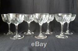 7 Antique Victorian/Edwardian Champagne Glasses, Lens Cut Crystal h12,7cm