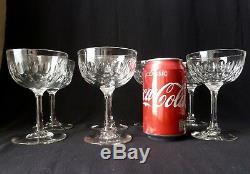 7 Antique Victorian/Edwardian Champagne Glasses, Lens Cut Crystal h12,7cm