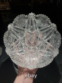 7 BOWL, Antique American Brilliant period cut Glass Crystal Hobstars well cut