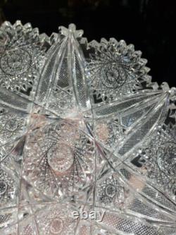 7 BOWL, Antique American Brilliant period cut Glass Crystal Hobstars well cut