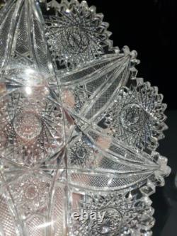 7 BOWL, Antique American Brilliant period cut Glass Crystal Hobstars well cut
