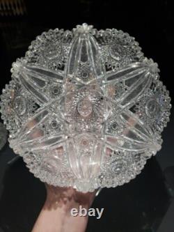 7 BOWL, Antique American Brilliant period cut Glass Crystal Hobstars well cut