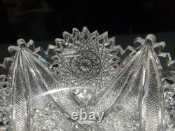 7 BOWL, Antique American Brilliant period cut Glass Crystal Hobstars well cut