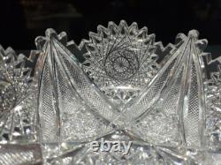 7 BOWL, Antique American Brilliant period cut Glass Crystal Hobstars well cut