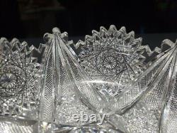 7 BOWL, Antique American Brilliant period cut Glass Crystal Hobstars well cut