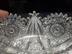 7 BOWL, Antique American Brilliant period cut Glass Crystal Hobstars well cut