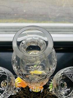 7 Brilliant Cut Scottish Thistle Form Crystal Decanter & Glass Pinwheel Star MCM