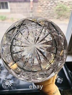 7 Brilliant Cut Scottish Thistle Form Crystal Decanter & Glass Pinwheel Star MCM