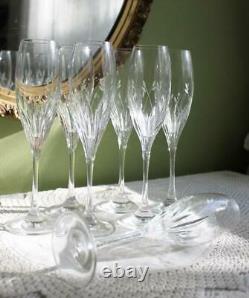 7 Champagne Cut Crystal Glasses Noritake Moondust Pattern