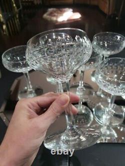 (7) Champagne Sherbet Glasses 5-5/8 elegant cut crystal thumbprint box quality