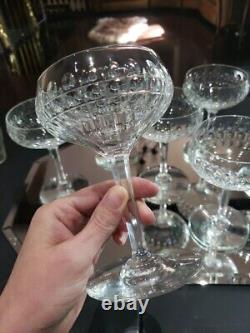 (7) Champagne Sherbet Glasses 5-5/8 elegant cut crystal thumbprint box quality