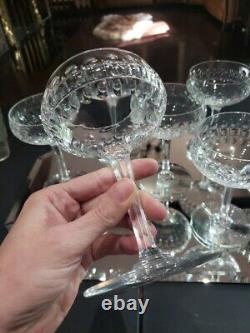 (7) Champagne Sherbet Glasses 5-5/8 elegant cut crystal thumbprint box quality