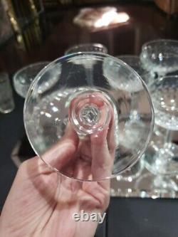 (7) Champagne Sherbet Glasses 5-5/8 elegant cut crystal thumbprint box quality