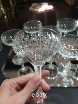 (7) Champagne Sherbet Glasses 5-5/8 elegant cut crystal thumbprint box quality