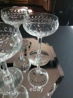 (7) Champagne Sherbet Glasses 5-5/8 elegant cut crystal thumbprint box quality