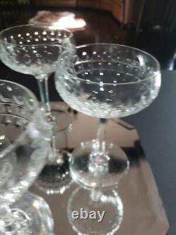 (7) Champagne Sherbet Glasses 5-5/8 elegant cut crystal thumbprint box quality