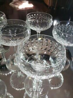 (7) Champagne Sherbet Glasses 5-5/8 elegant cut crystal thumbprint box quality