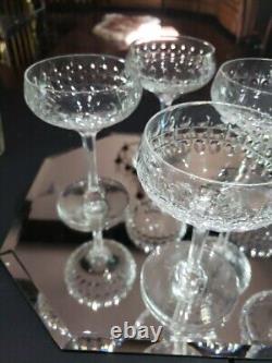 (7) Champagne Sherbet Glasses 5-5/8 elegant cut crystal thumbprint box quality