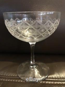7 FABULOUS VICTORIAN/ EDWARDIAN CUT CRYSTAL CHAMPAGNE SAUCERS/COUPES c1900
