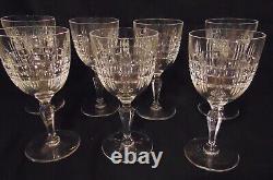 7 French Baccarat Crystal Cut Glass Wine Water Glasses Turin Stemware