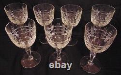 7 French Baccarat Crystal Cut Glass Wine Water Glasses Turin Stemware