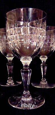 7 French Baccarat Crystal Cut Glass Wine Water Glasses Turin Stemware