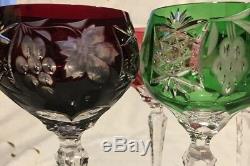 7 Glasses Hock Wine Genuine German Imperlux Lead Crystal Colored Hand Cut