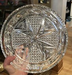 7 Lbs Cut Glass Crystal Centerpiece Bowl European Turkish Gothic Cross Bohemian